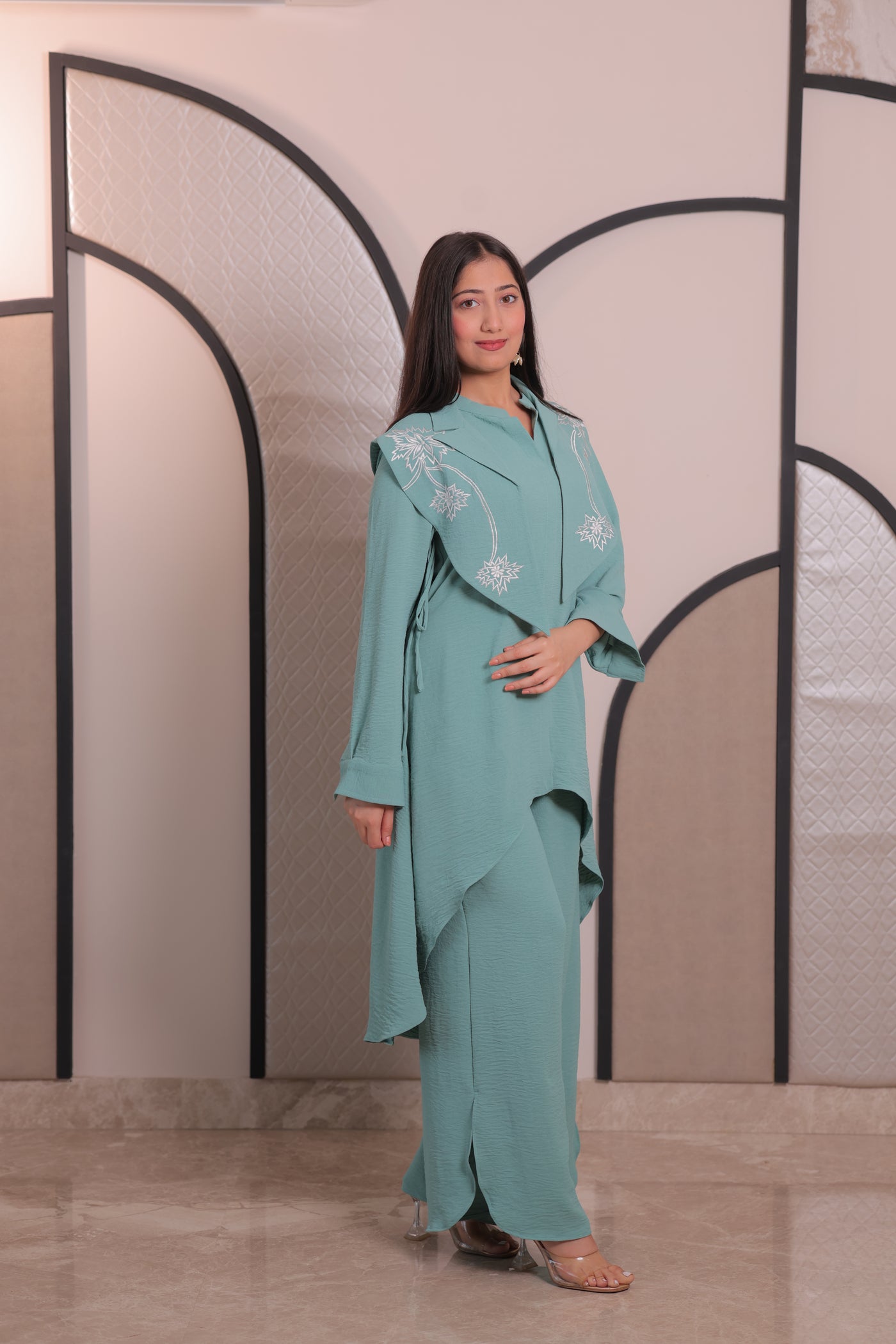 Iteer coral blue detachable jacket co-ord  set