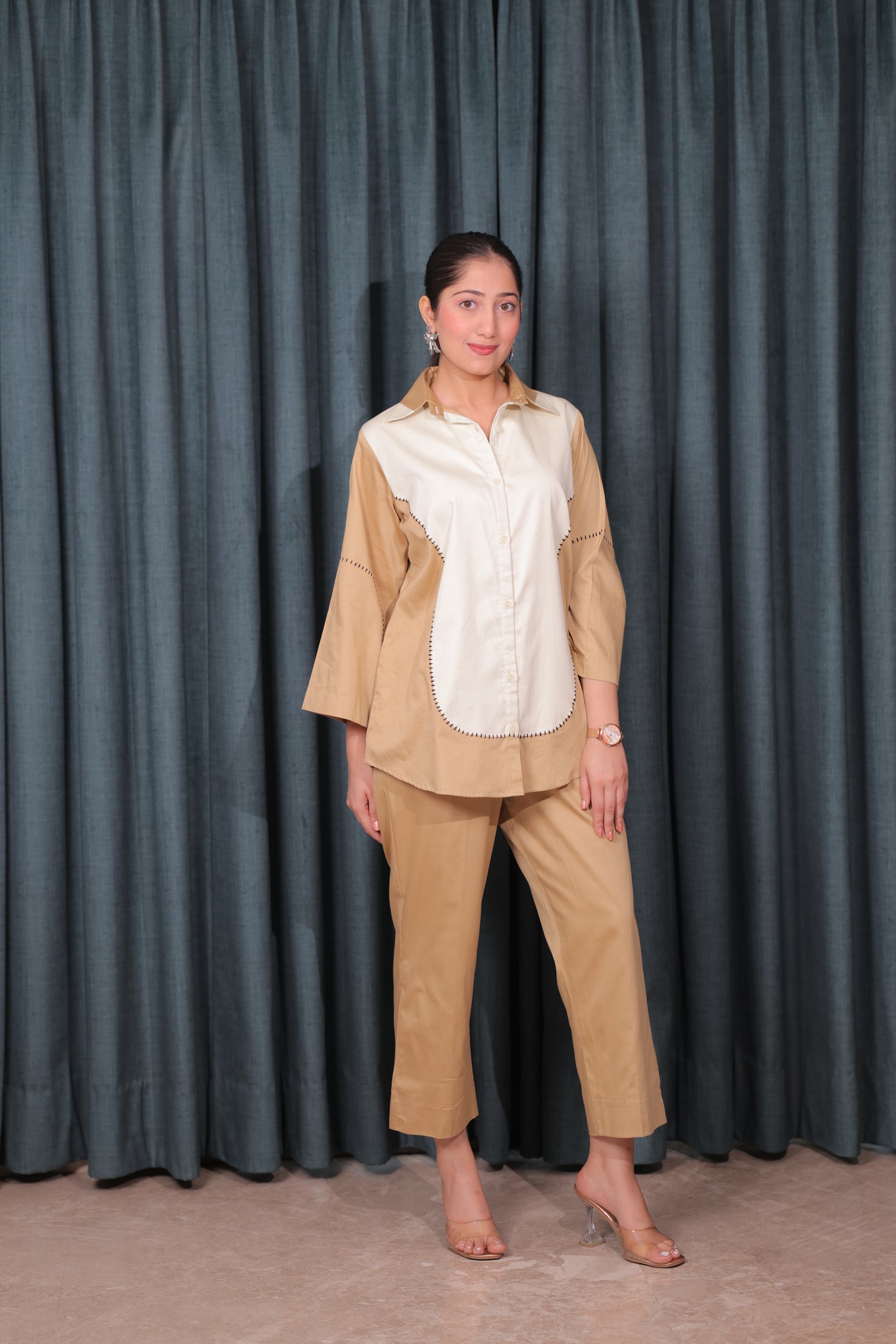 Iteer beige patched co-ord set