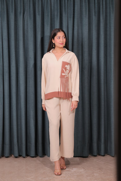 Iteer cream with brown co-ord set