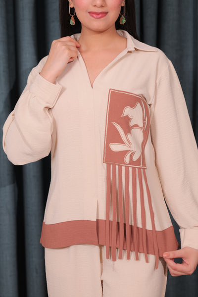 Iteer cream with brown co-ord set
