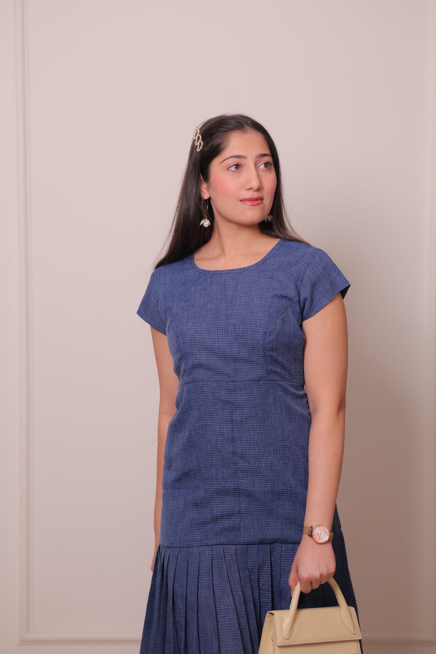 Iteer denim blue check dress
