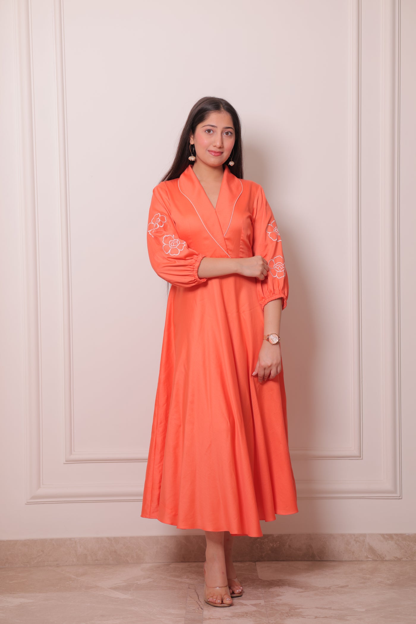 Iteer coral collar dress