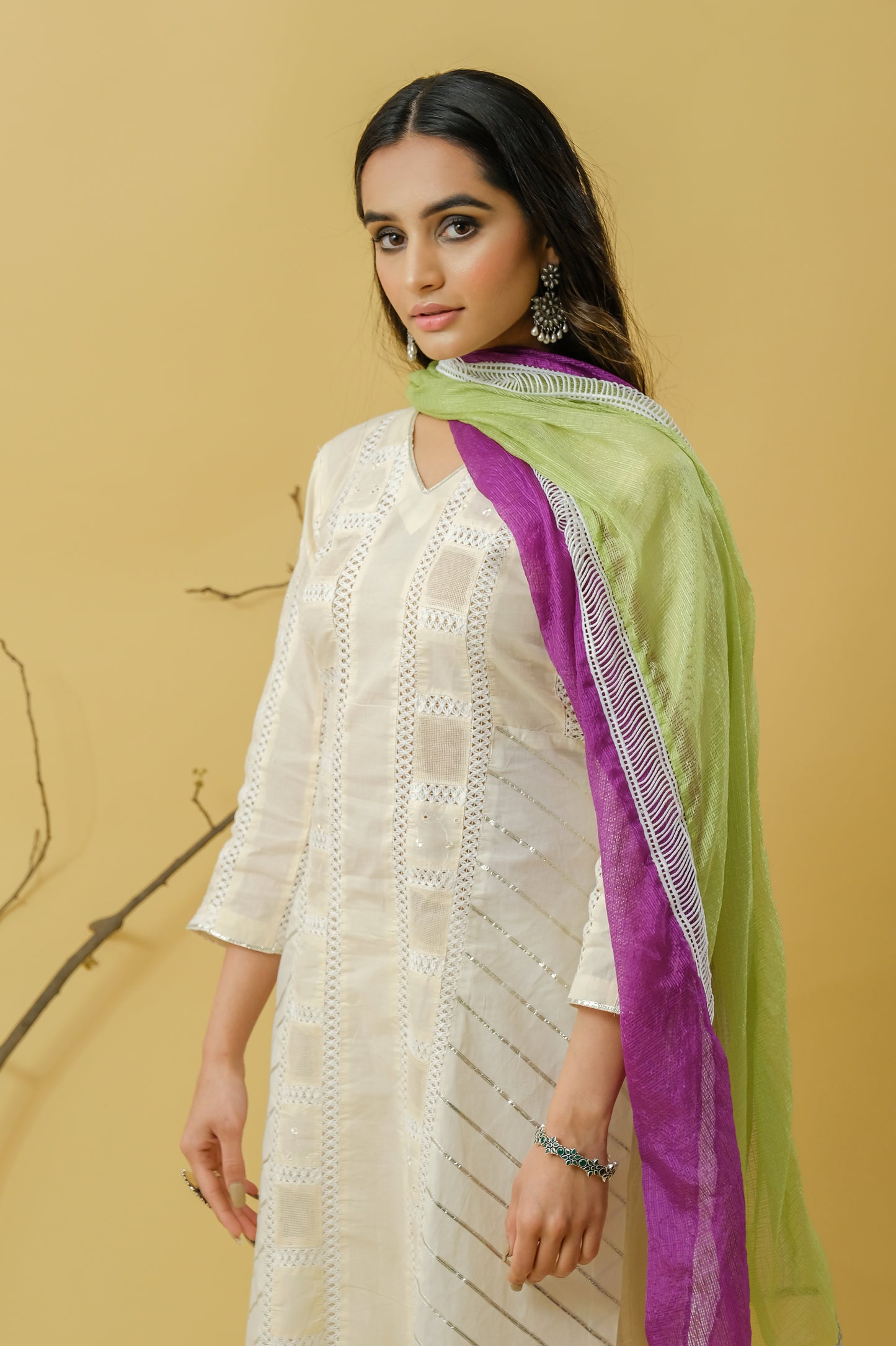 COTTON GOTA KURTA WITH KOTA PATCHED DUPATTA OF 3