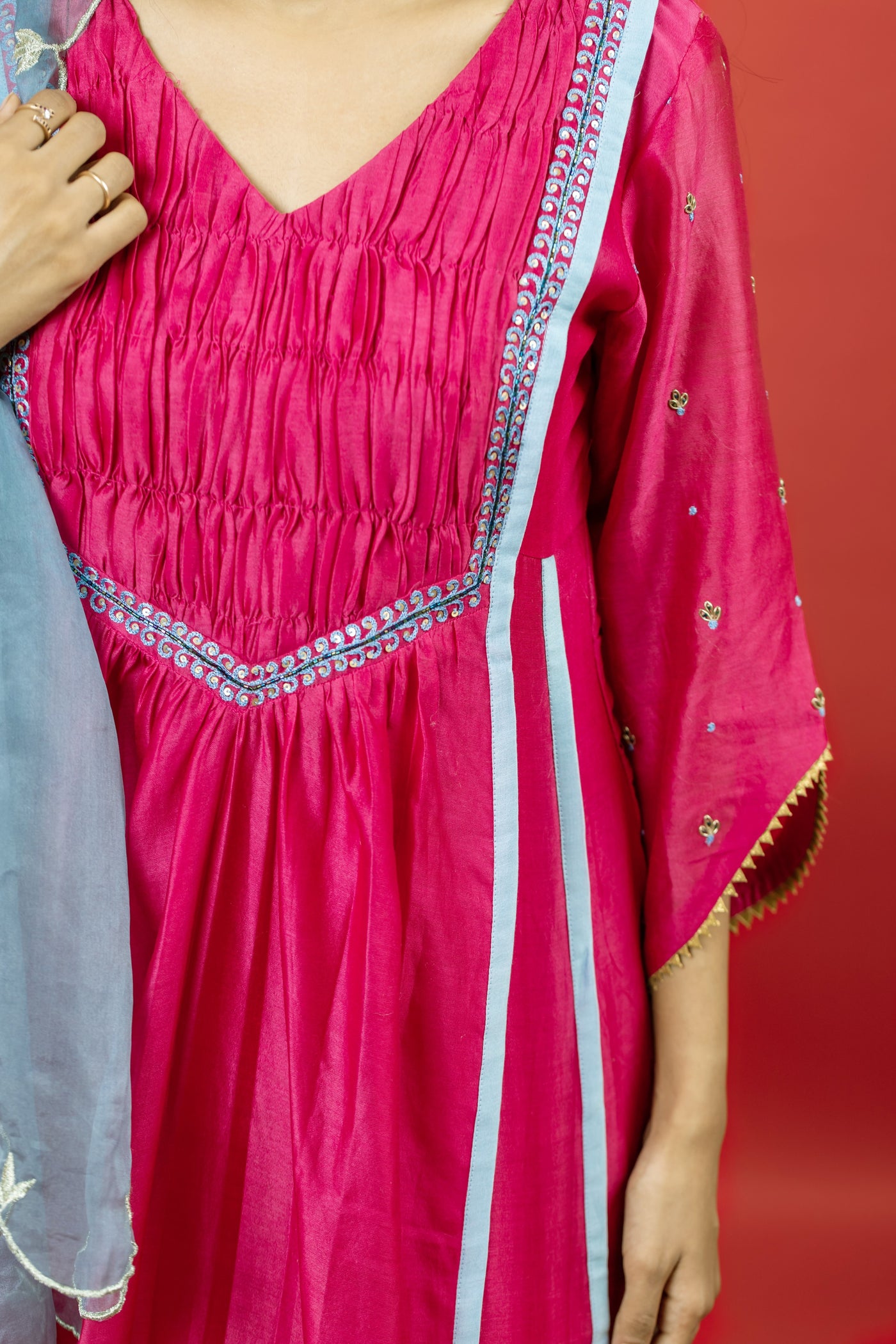 RANI PINK CHANDERI SILK SUIT SET