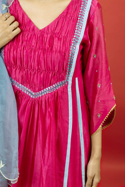 RANI PINK CHANDERI SILK SUIT SET
