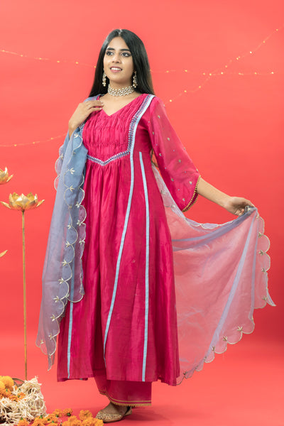 RANI PINK CHANDERI SILK SUIT SET
