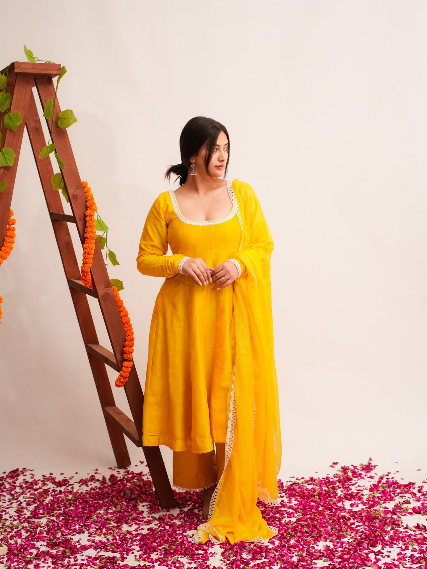 YELLOW CHANDERI SILK SUIT