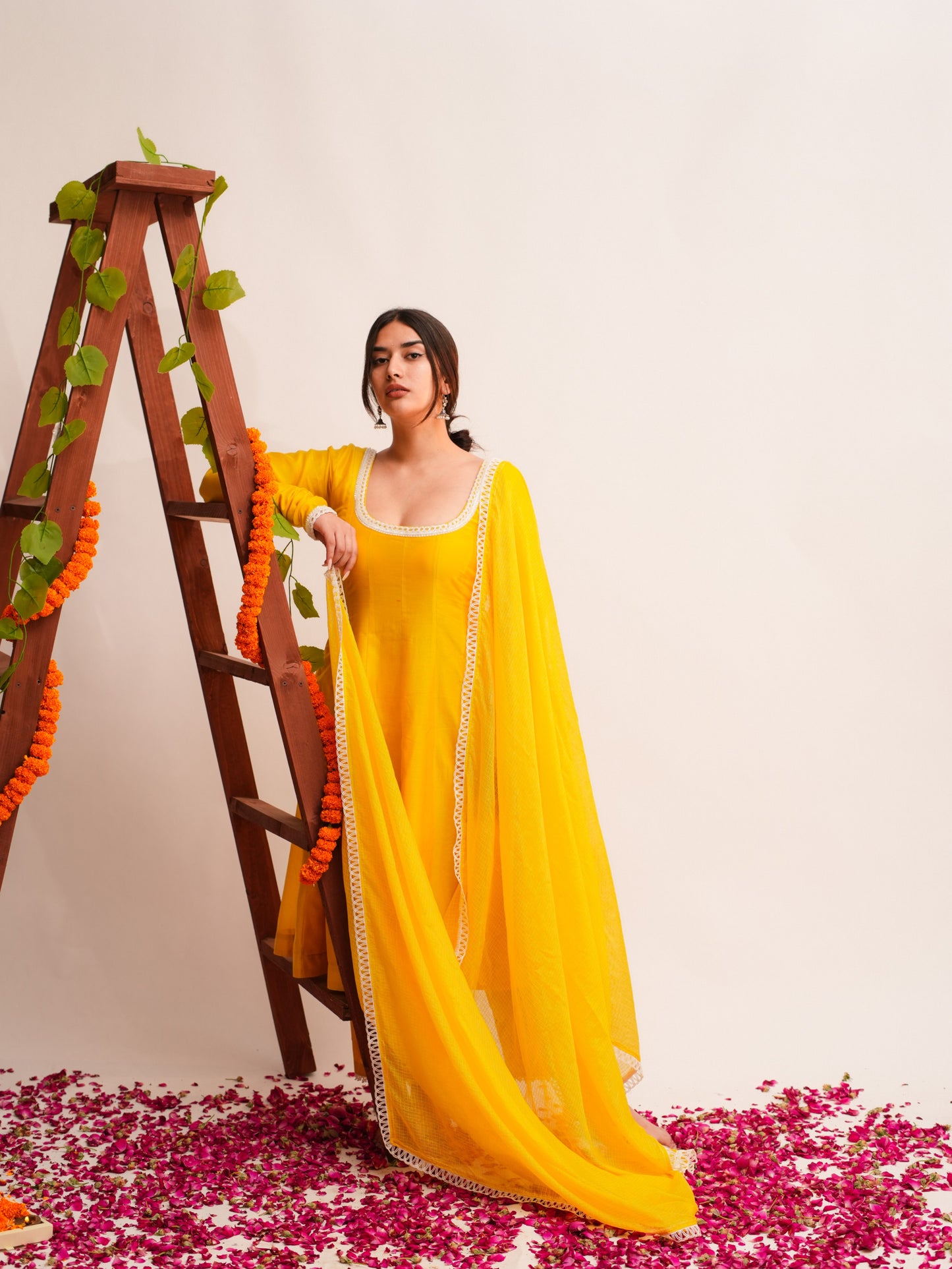 YELLOW CHANDERI SILK SUIT