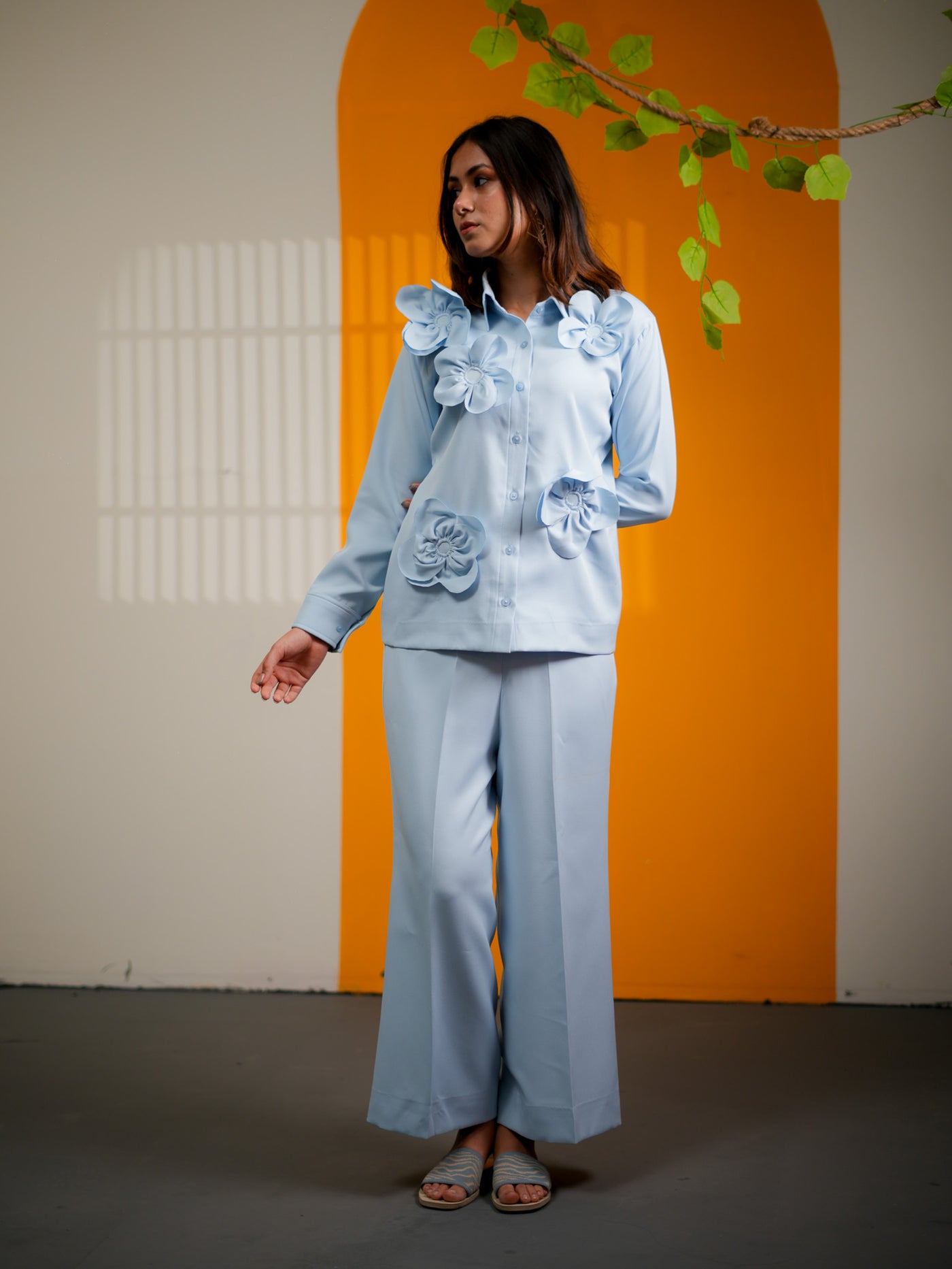 SKY BLUE 3D FLOWER CO-ORD SET