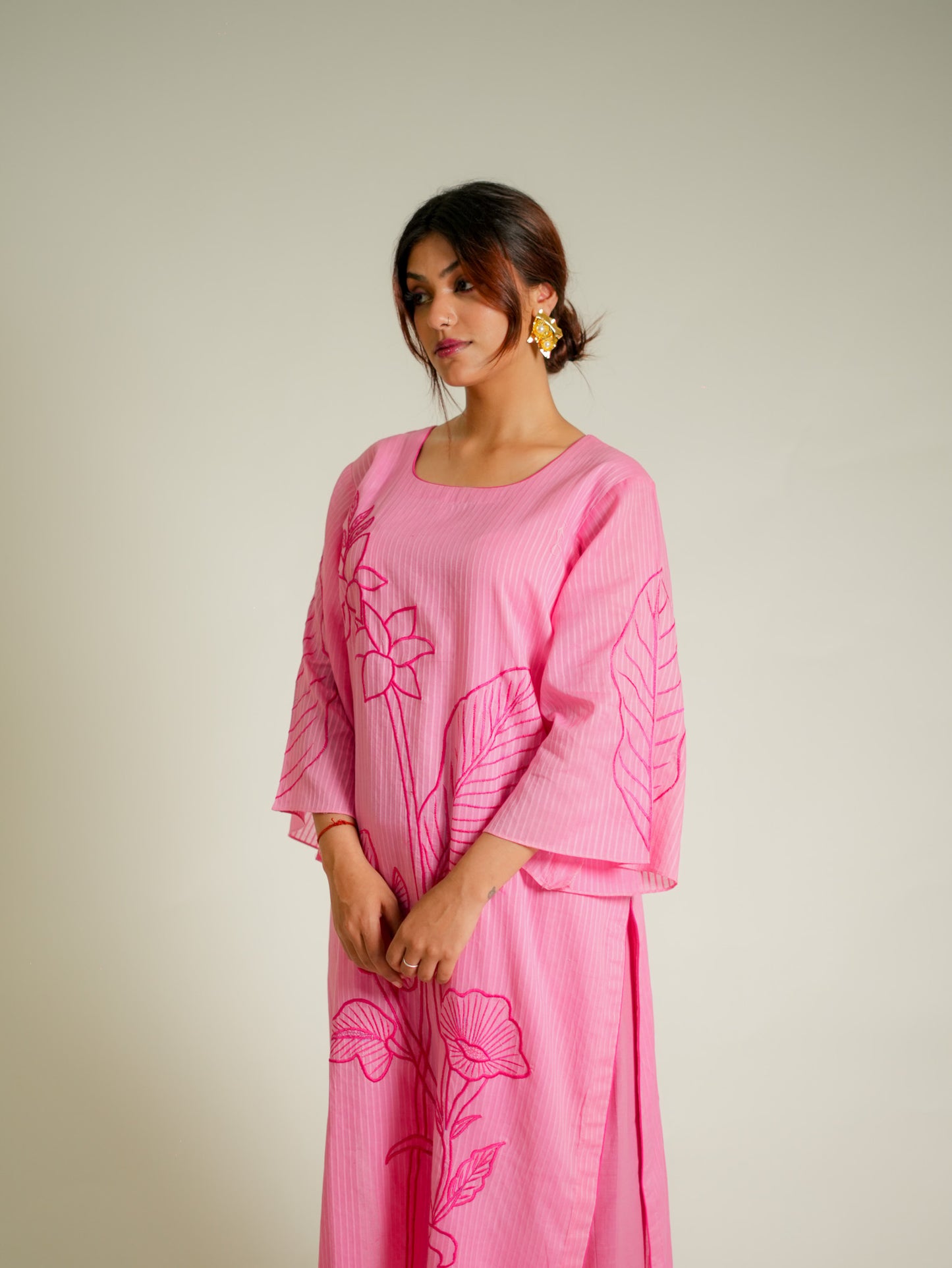 HOT PINK PURE COTTON EMBROIDERY SET OF 2